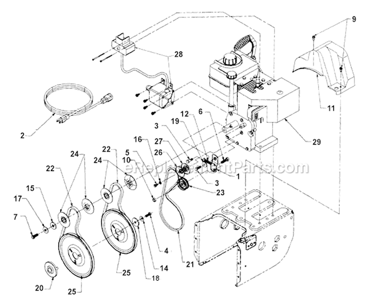 Page B Diagram and Parts List for 31AE6B3H401 1999 Yard Man Snow Blower